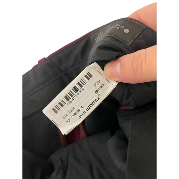 Zara ZW Womens Pants Large L red Burgundy High Waist Straight Leg 2244/119 NWT - Picture 8 of 15
